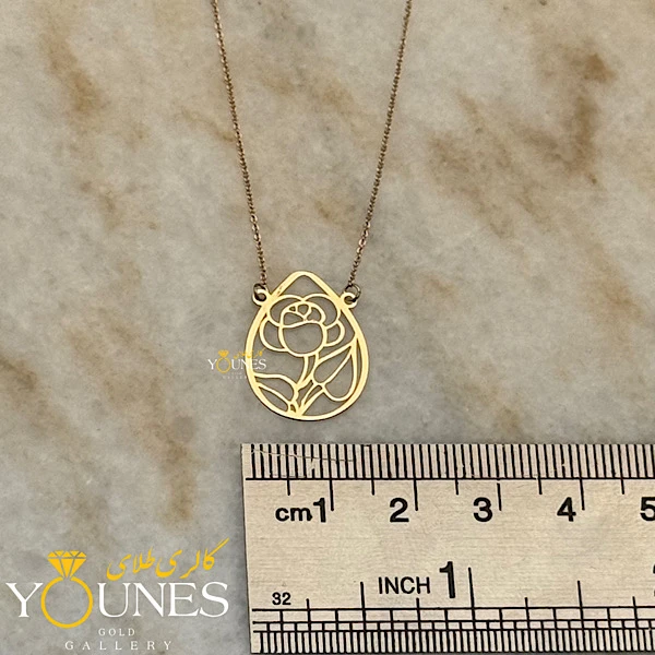 گردنبند گل رز اشکی طلا